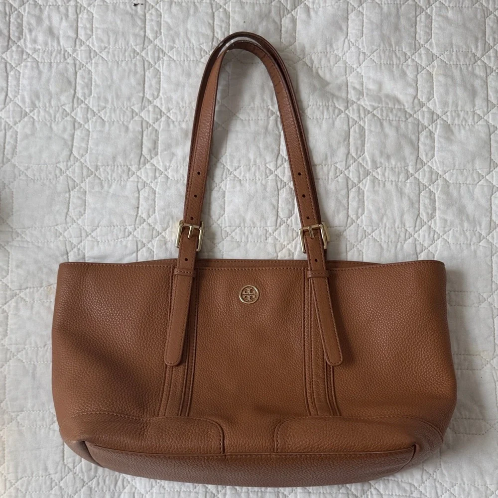 Tory Burch Brown Pebbled Leather Shoulder Tote